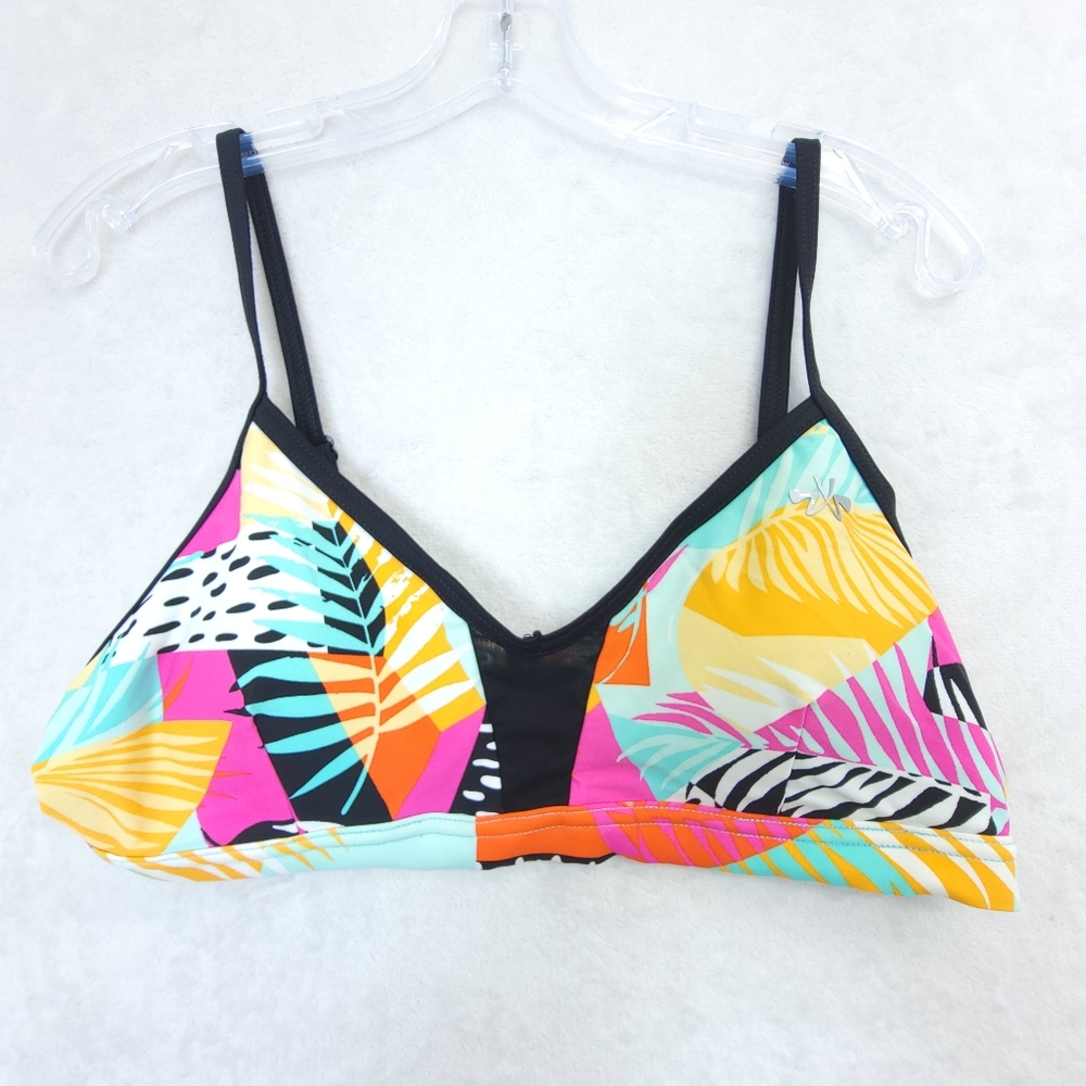 ZX Sport Womens Swimsuit Bikini Top Color Block Print Size XXL